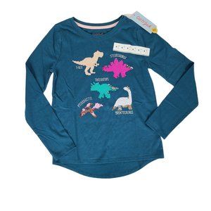 Cat & Jack Girl's Sequin Dinosaur Shirt Size 7/8